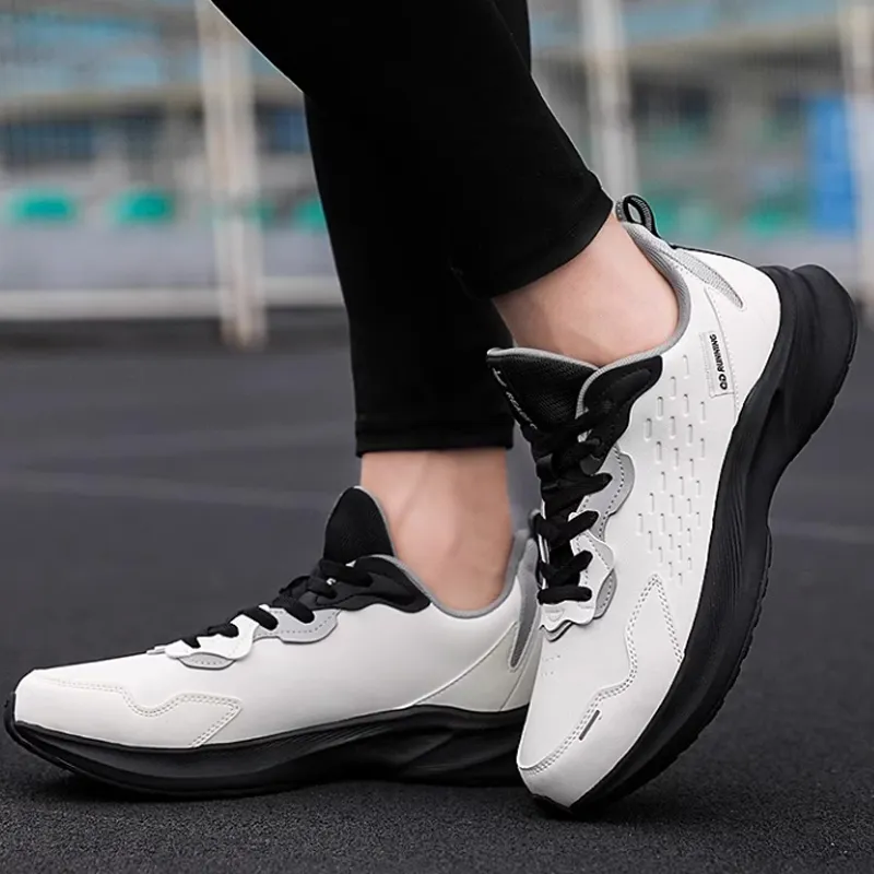 QIAODAN Cushioning Wear-Resistant Low-Top Running Shoes Men's White Black-3