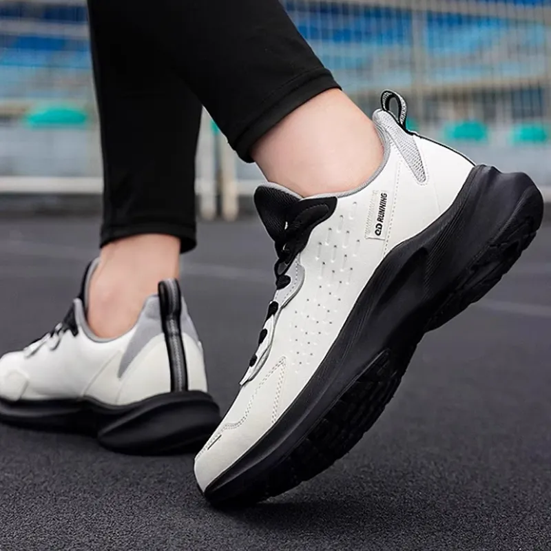QIAODAN Cushioning Wear-Resistant Low-Top Running Shoes Men's White Black-4