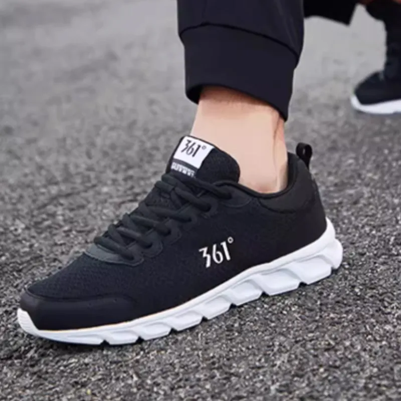 361° Anti Slip Wear Resistant Low Top Running Shoes Men's Black White-3