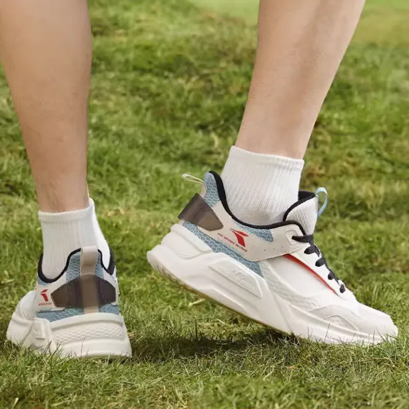 361° Anti Slip And Wear Resistant Height Increasing Low Top Running Shoes Men's White Blue-3