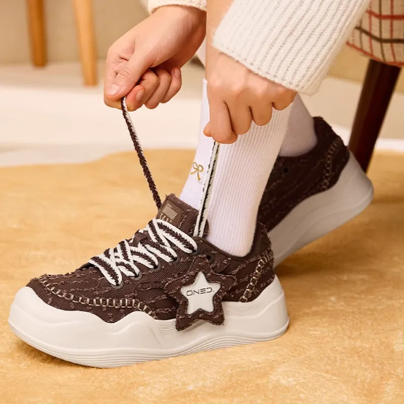 361° Anti-Slip Wear-Resistant Low-Top Skateboard Shoes Women's Brown-2