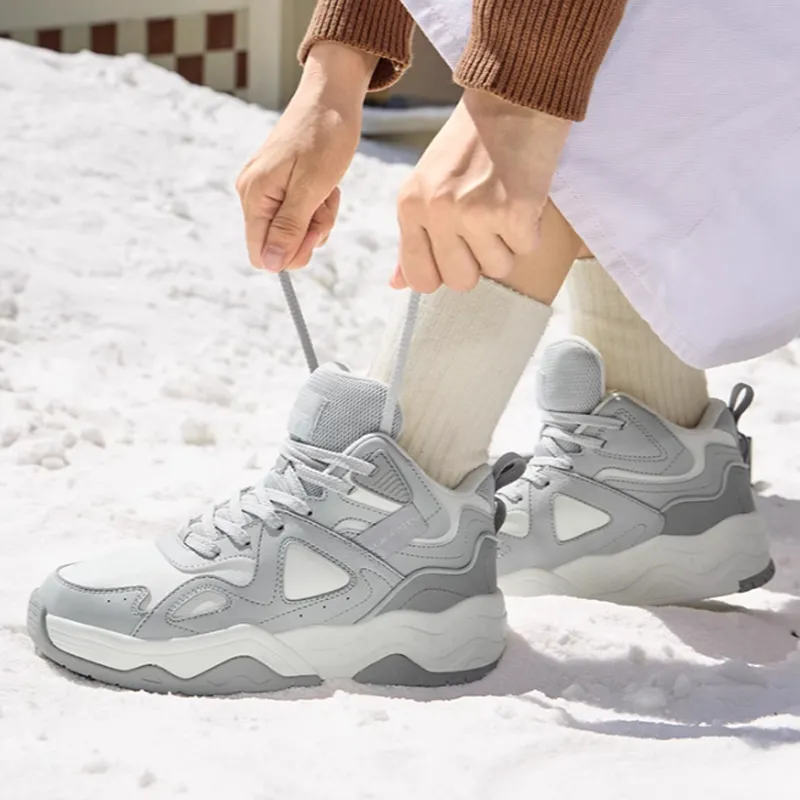 361° Sweet Wild Warm And Wear Resistant High Top Skateboard Shoes Women's Gray White-2