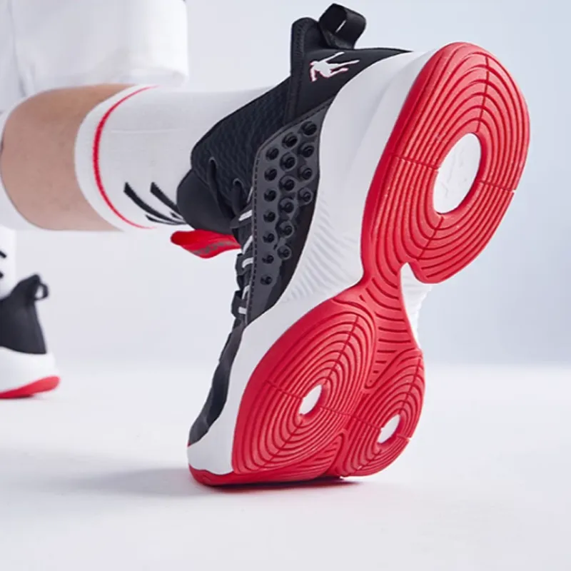QIAODAN Anti Slip And Wear Resistant Breathable Mid Top Basketball Shoes Men's Black-2