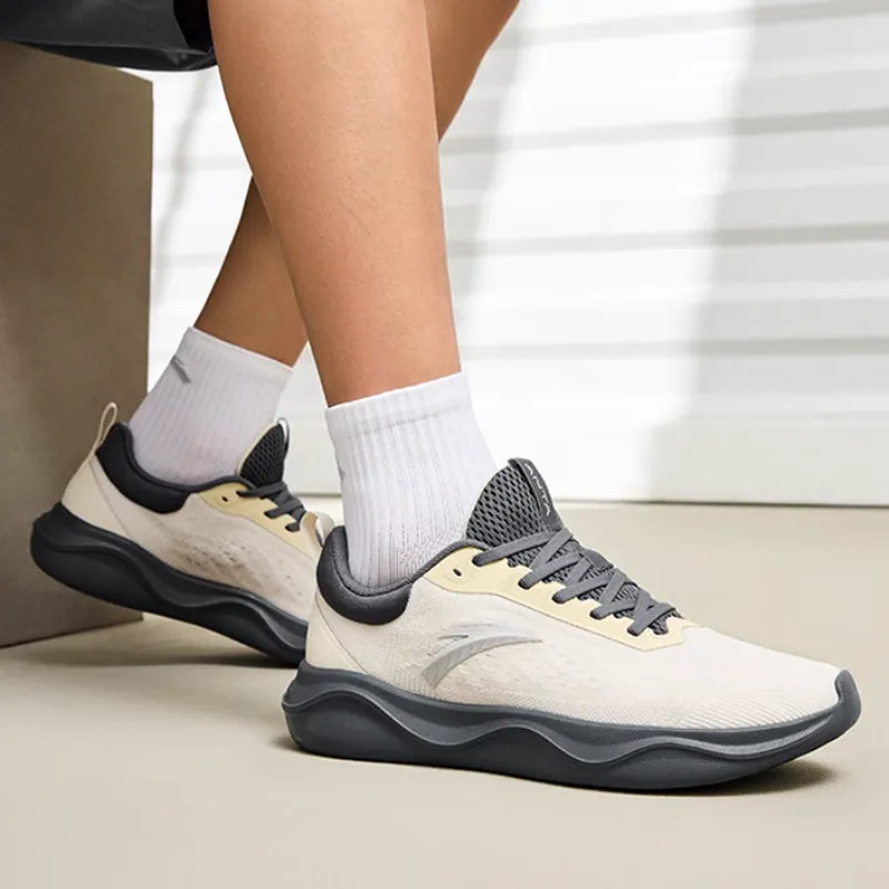 Anta Abrasion Resistant Breathable Low Top Training Shoes Men's Beige Gray-3