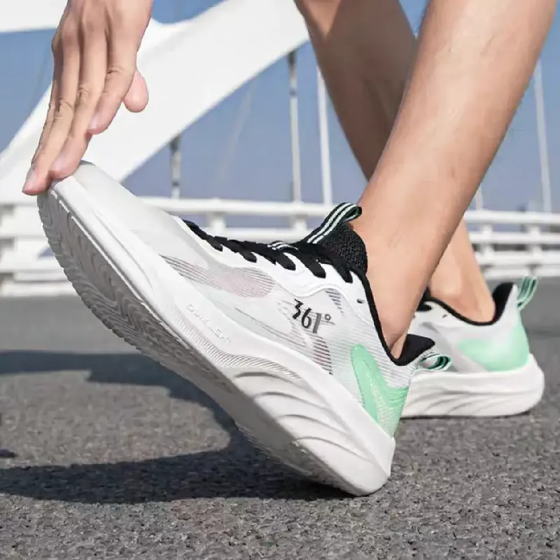 361° Durable Breathable Low-Top Sprint Running Shoes Men's White Green-4