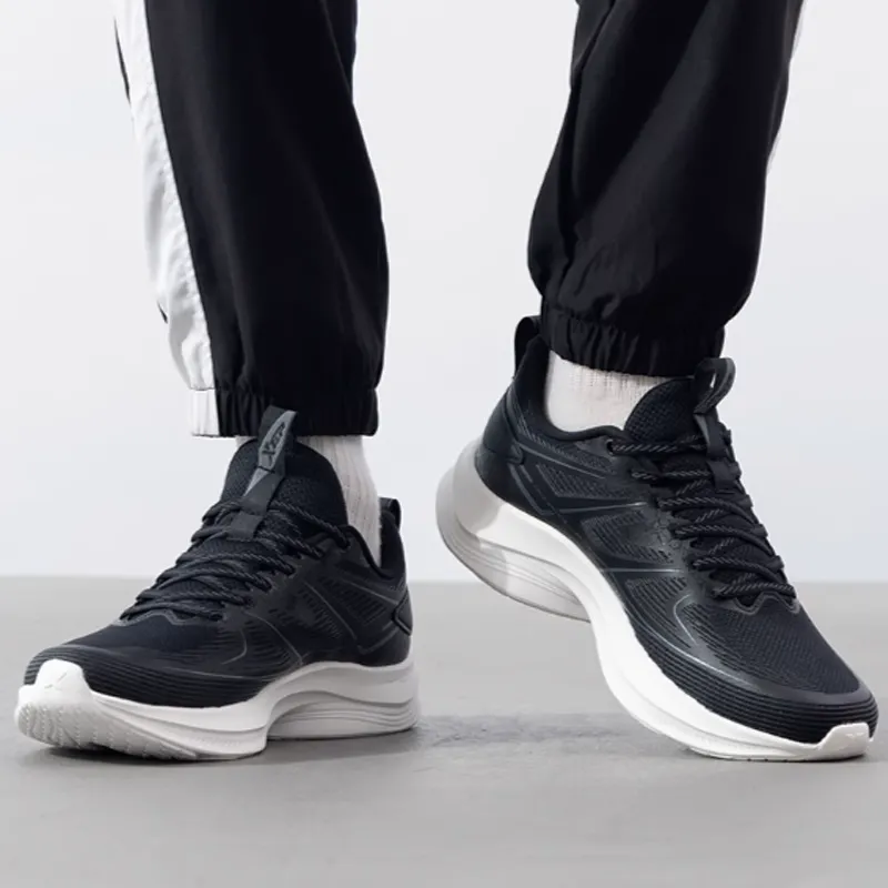 XTEP Cushioning Anti Slip And Wear Resistant Low Top Casual Running Shoes Men's Black White-2