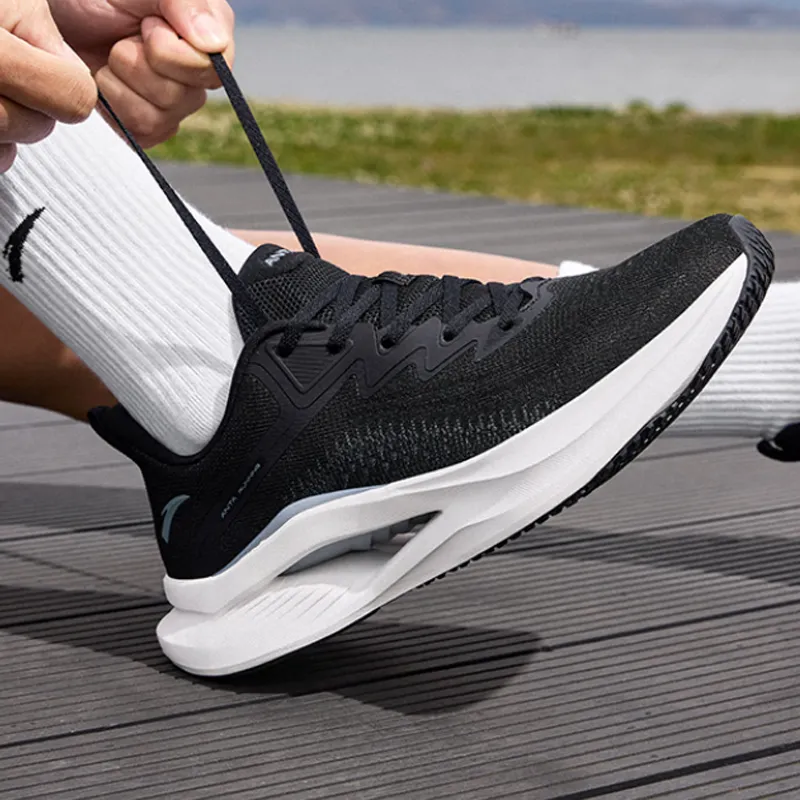 Anta Taming The Wind Shock Absorbers With Slip Resistant Features Low Top Running Shoes Men's Black Gray-2