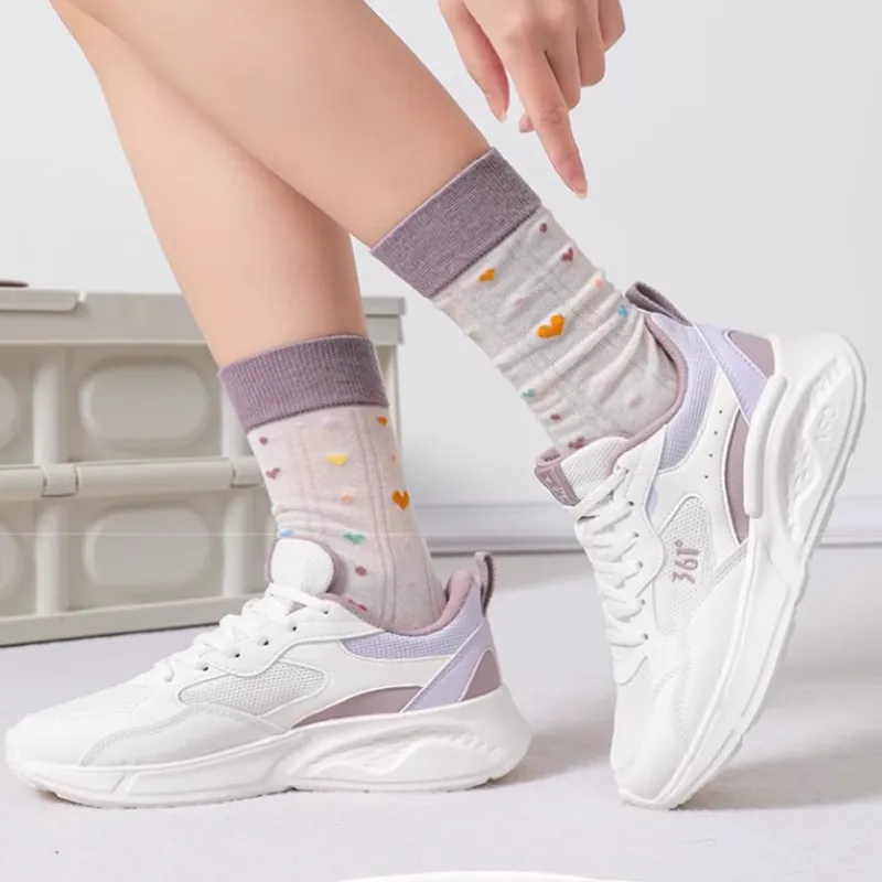 361° Cushioning Coverage Lightweight Low Top Casual Sprint Running Shoes Women's White Purple-3