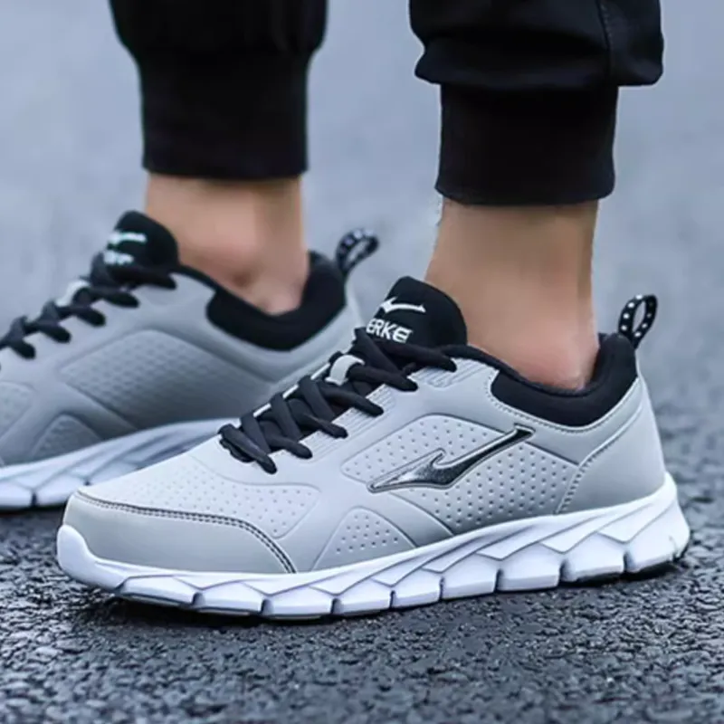 Erke Anti-Slip Wear-Resistant Low-Top Shoes Men's Gray-2