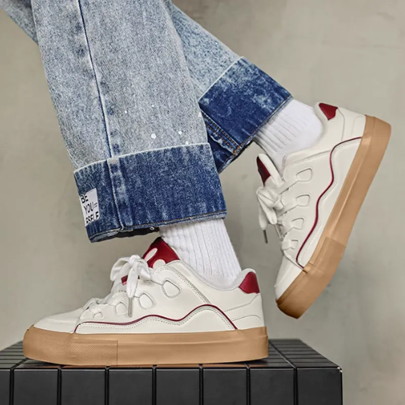 Jerden Smith Slip Resistant, Abrasion Resistant, And Balanced Low Top Skateboard Shoes Men's White Red-2