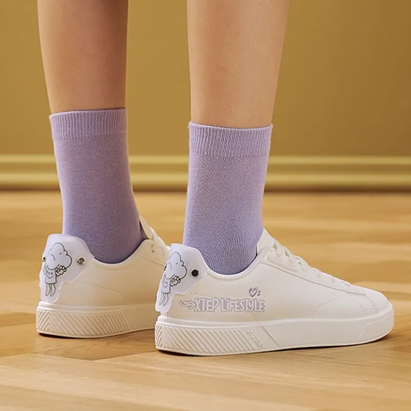 XTEP Cushioning Wear-Resistant Low-Top Skateboard Shoes Women's White-4