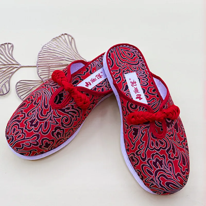 Neiliansheng Multi Layer Sole Abrasion Resistant Wrap toe Slippers Women's Red-3
