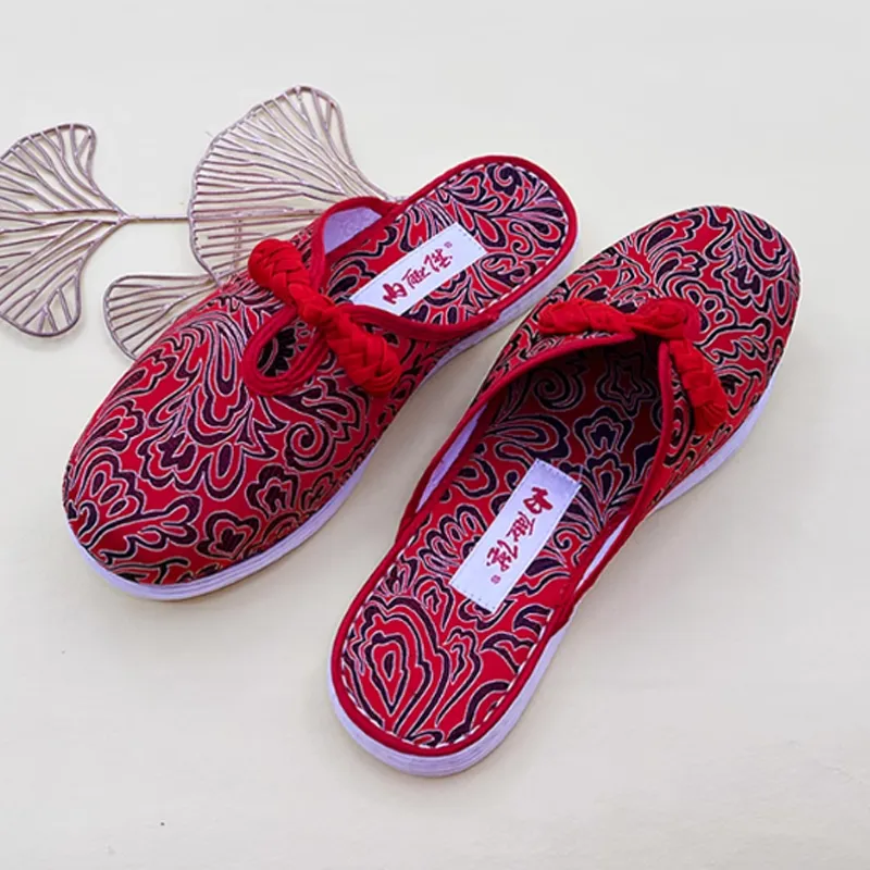 Neiliansheng Multi Layer Sole Abrasion Resistant Wrap toe Slippers Women's Red-4