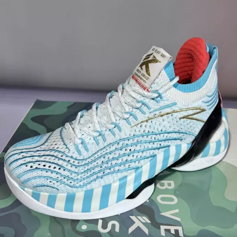 Anta KT7 Cushioning Wear Resistant High Top Basketball Shoes Men's Ice Blue-2