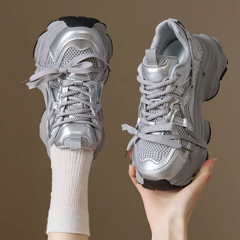 Georgina Goodman Low Top Chunky Sneakers Women's Silver-3