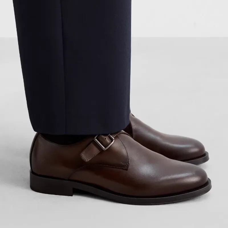 ZARA Dress Shoes Men Low Top Brown-2