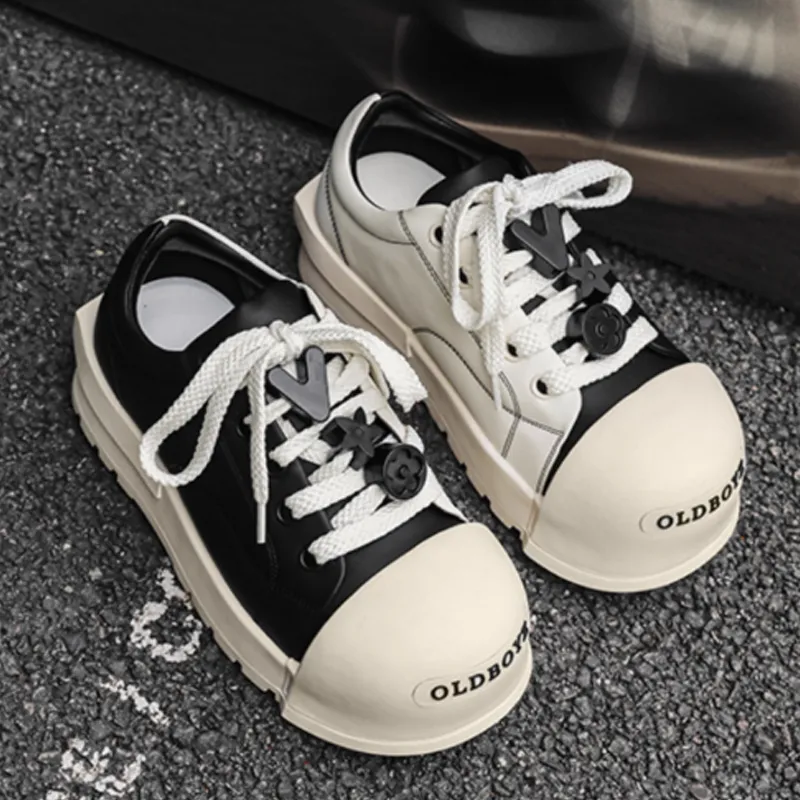 MUPPLE Low Top Casual Shoes Unisex Black White-2
