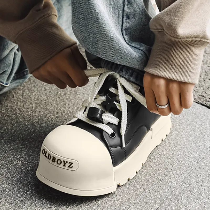 MUPPLE Low Top Casual Shoes Unisex Black White-4