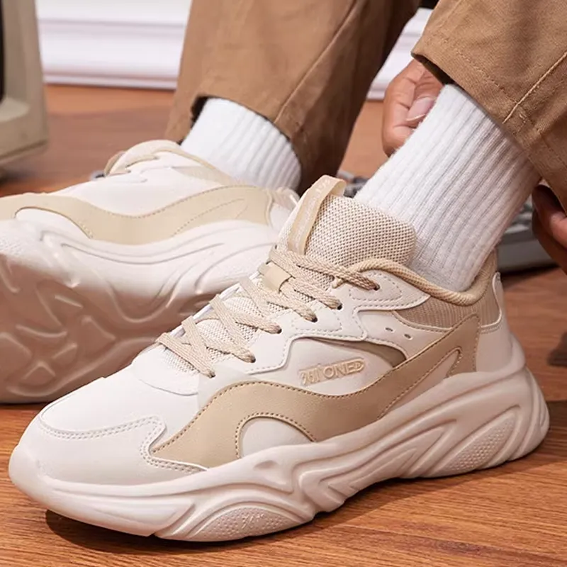 361° Anti Slip And Wear Resistant Lightweight Low Top Casual Shoes Men's Beige Brown-2