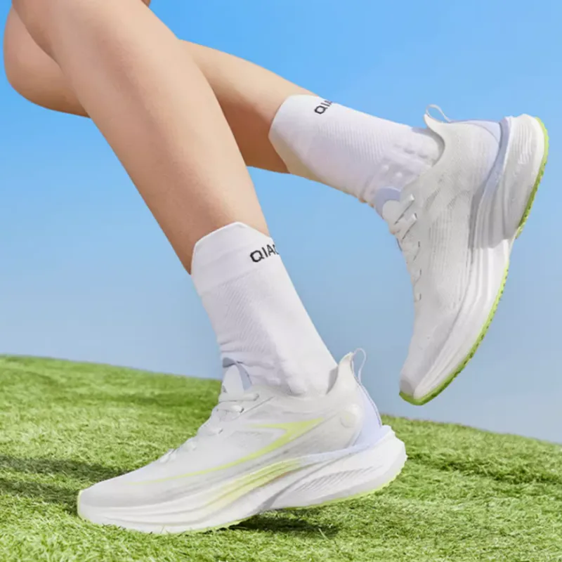 QIAODAN Light Speed 5.0PLUS Breathable Low Top Running Shoes Women's White Green Purple-6