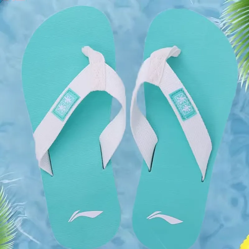LiNing Abrasion Resistant Slip Resistant Flip Flops Women's Neon Jade Green-1