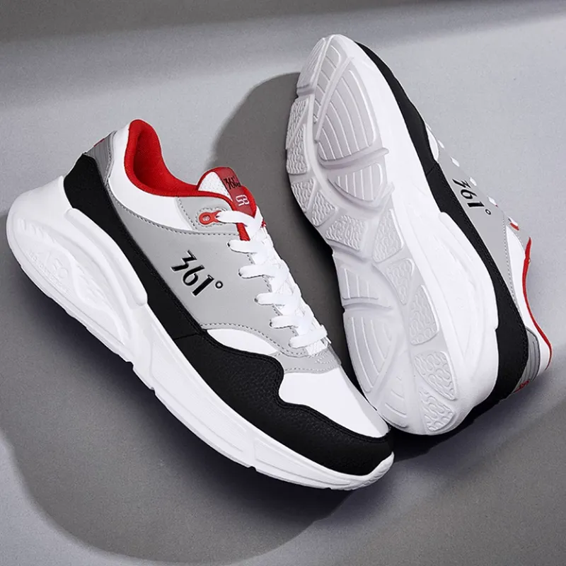 361° Wear resistant And Lightweight Low Top Running Shoes Men's White Gray Red-3