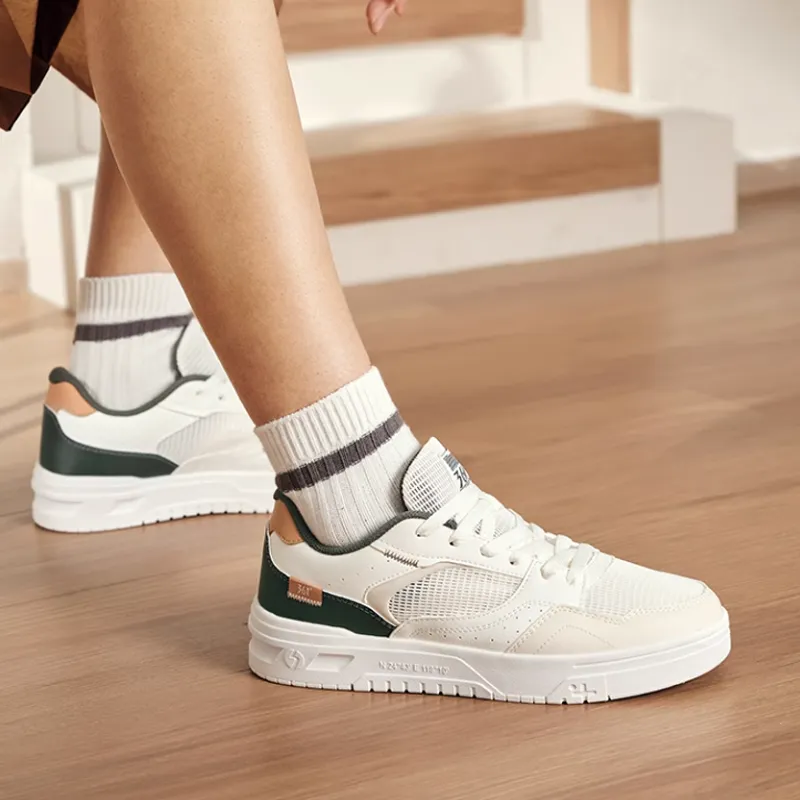 361° Anti Slip And Wear Resistant Breathable Low Top Skateboard Shoes Men's White green Rice-2
