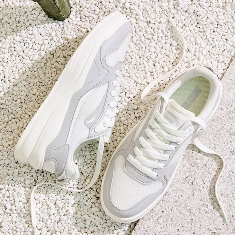 Anta Rubber Bullet Abrasion Resistant Height Increasing Low Top Skateboard Shoes Men's White Gray-2