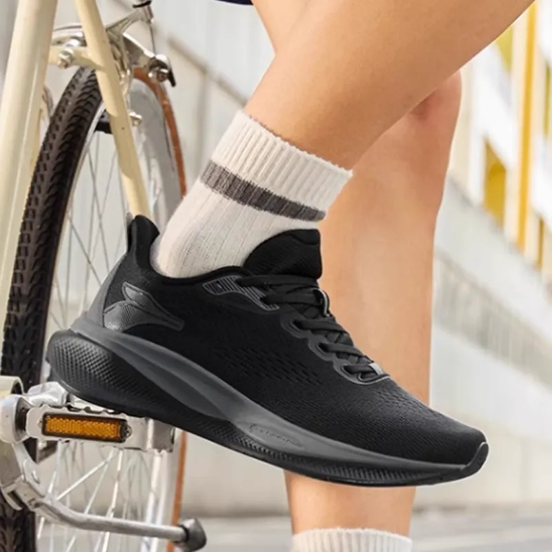 361° Anti Slip And Wear Resistant Coverage Low Top Sprint Running Shoes Unisex Black Gray-3