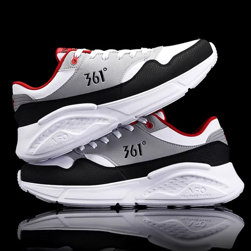 361° Wear resistant And Lightweight Low Top Running Shoes Men's White Gray Red-2