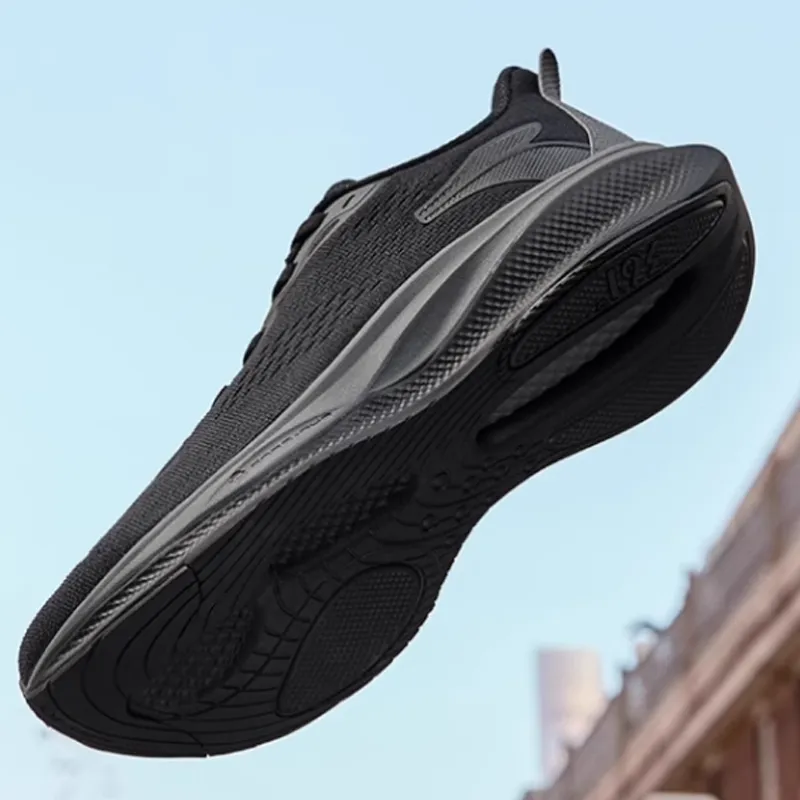 361° Anti Slip And Wear Resistant Coverage Low Top Sprint Running Shoes Unisex Black Gray-1