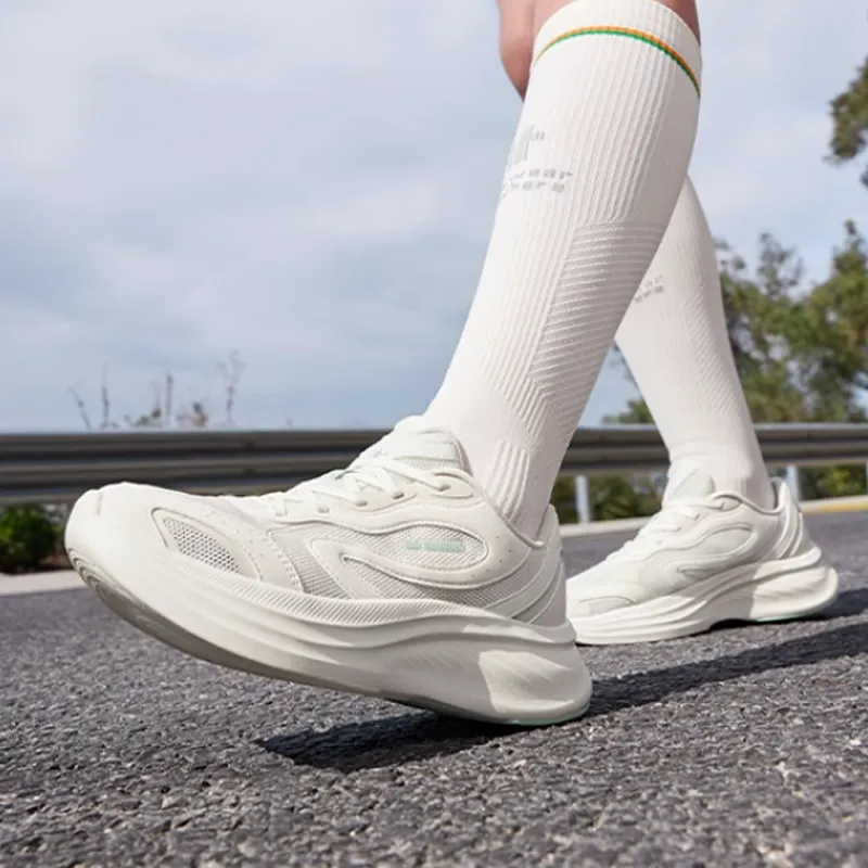 QIAODAN Non slip Wear resistant Impact resistant Low Top Casual Running Shoes Women's White Green-2