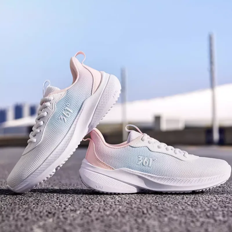 361° Slip Resistant And Abrasion Resistant Coverage Low Top Casual Running Shoes Women's White Pink Blue-3