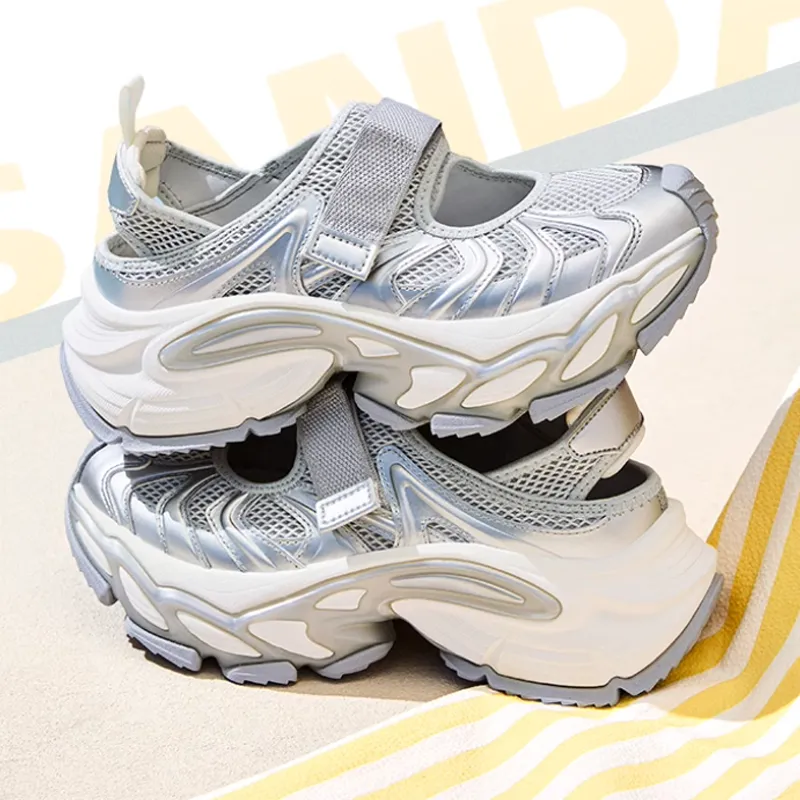 Anta Star Moon Abrasion Resistant Height Increasing Low Top Casual Shoes Women's Silver-3