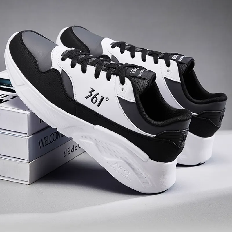 361° Wear resistant And Lightweight Low Top Running Shoes Men's White Gray Black-1