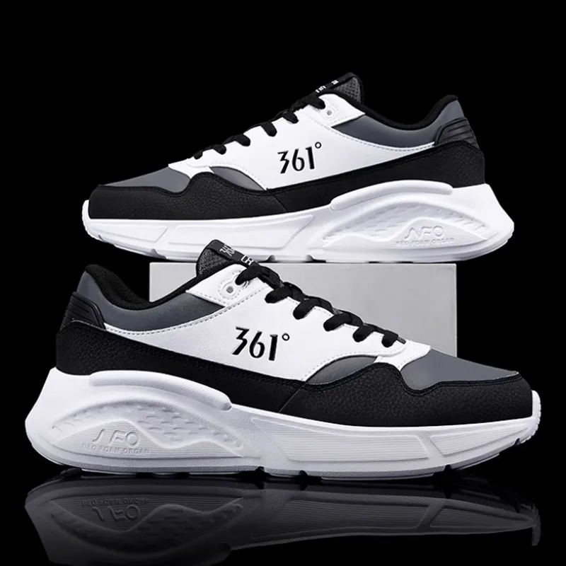 361° Wear resistant And Lightweight Low Top Running Shoes Men's White Gray Black-2