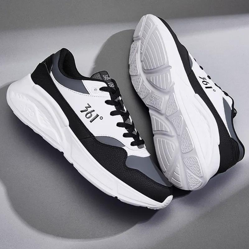 361° Wear resistant And Lightweight Low Top Running Shoes Men's White Gray Black-3