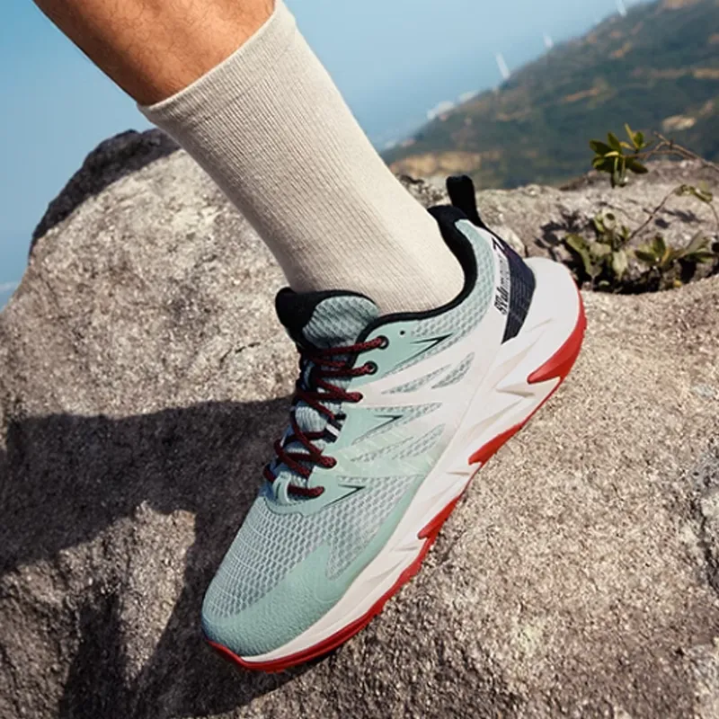 361° Yushan 2 Anti Slip Wear Resistant Low Top Trail Running Running Shoes Men's Green White-5