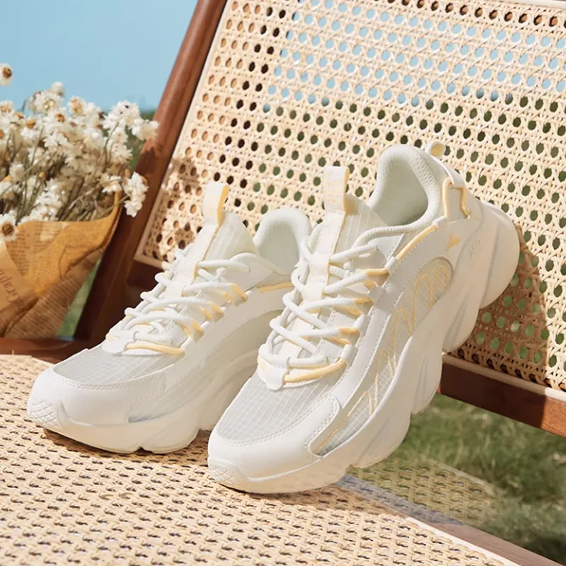 361° Slip Resistant, Abrasion Resistant, Breathable Low Top Running Shoes Women's White Yellow-1