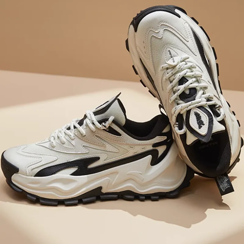 Anta Hot Cushioning, Slip Resistant, And Abrasion Resistant Low Top Chunky Sneakers Women's Black White-2