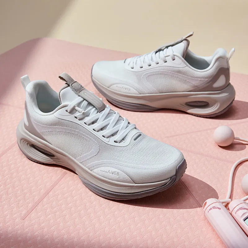Anta Cushioning Low Top Running Shoes Women's White Pink-3