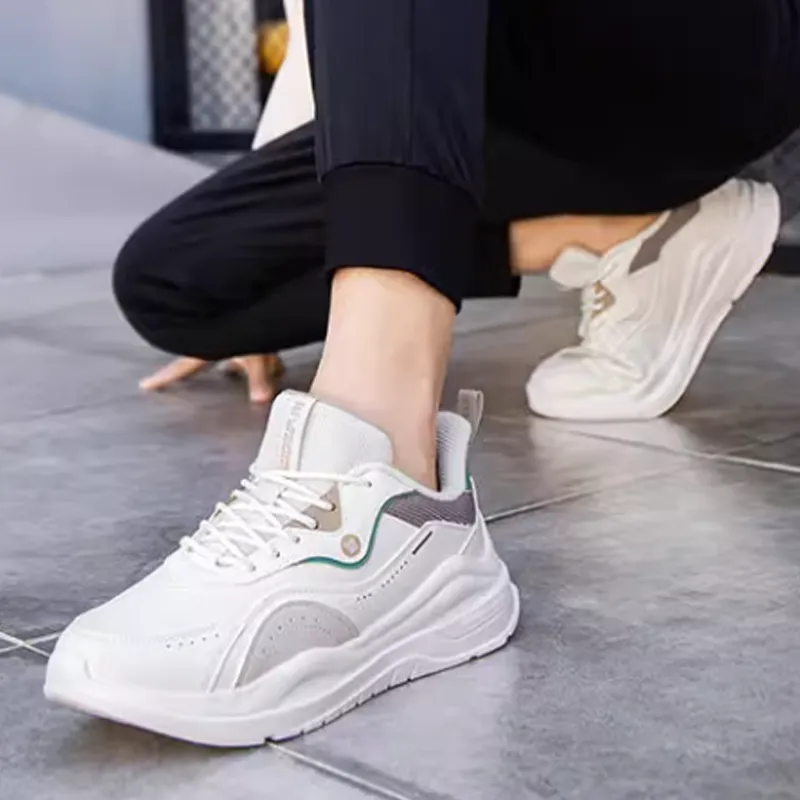 361° Cushioned Slip Resistant Low Top Casual Shoes Men's White Gray-2
