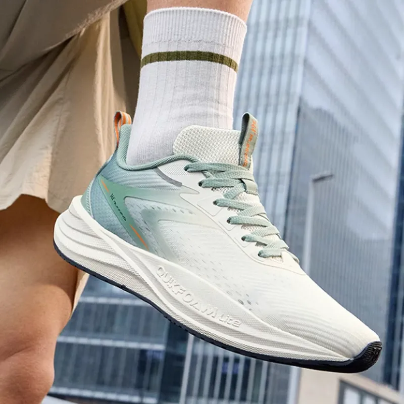 361° Slip Resistant And Breathable Low Top Casual Running Shoes Men's White Green-3