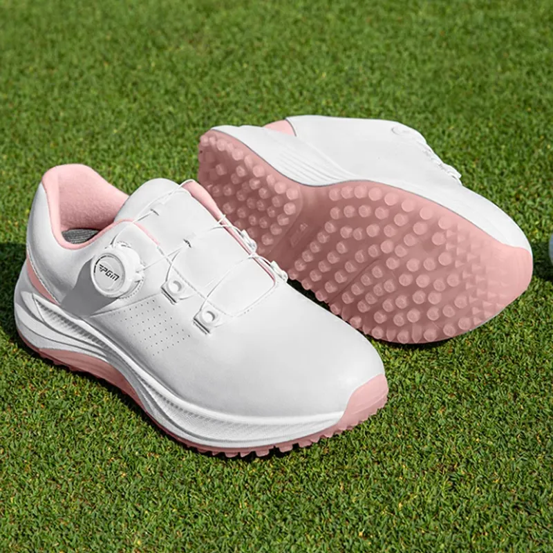PGM Cushioning Anti Slip And Wear Resistant Low Top Golf Shoes Women's White Pink-2