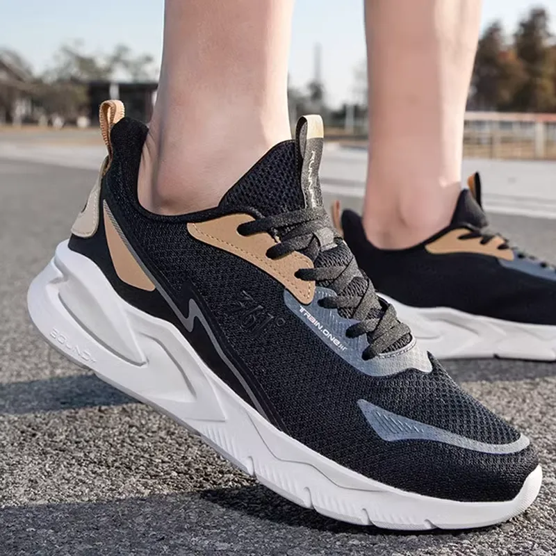 361° Cushioned Wear Resistant Breathable Low Top Casual Running Shoes Men's Black Brown-3