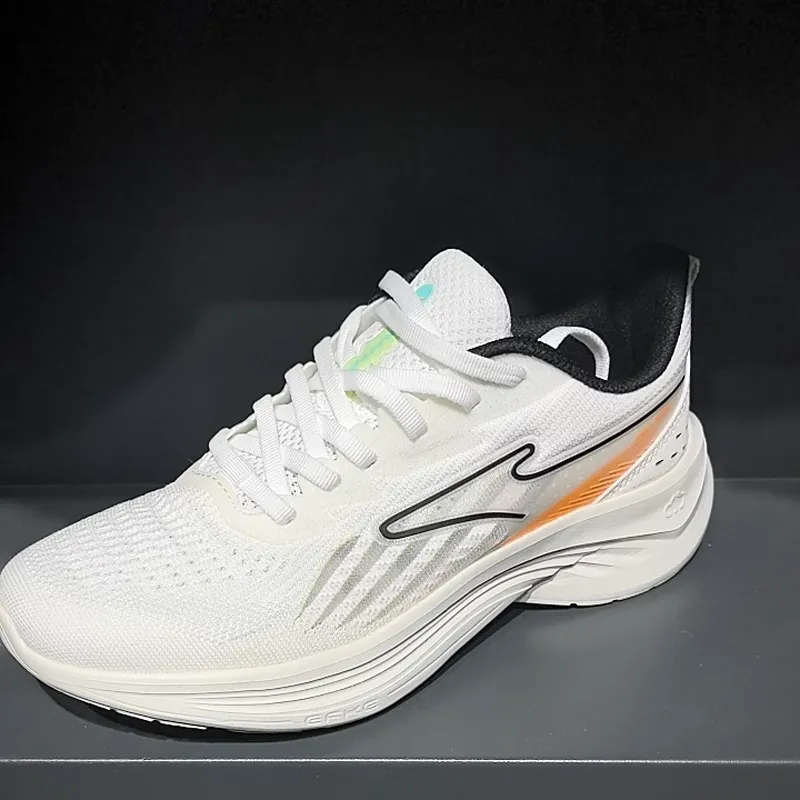Erke Wear resistant And Lightweight Low Top Running Shoes Men's White Orange-2