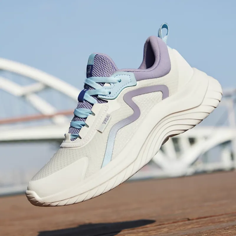 361° Breathable And Lightweight Low Top Carbon Plate Running Shoes Women's White Purple-1