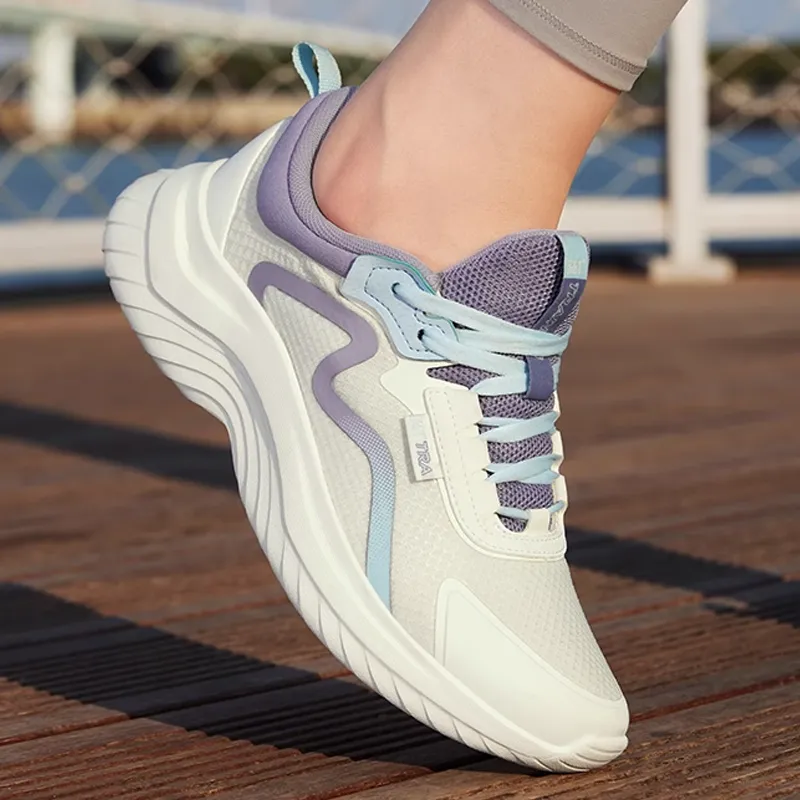361° Breathable And Lightweight Low Top Carbon Plate Running Shoes Women's White Purple-2