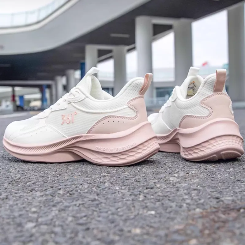 361° Anti Slip Wear Resistant Low Top Casual Running Shoes Women's White Pink-1
