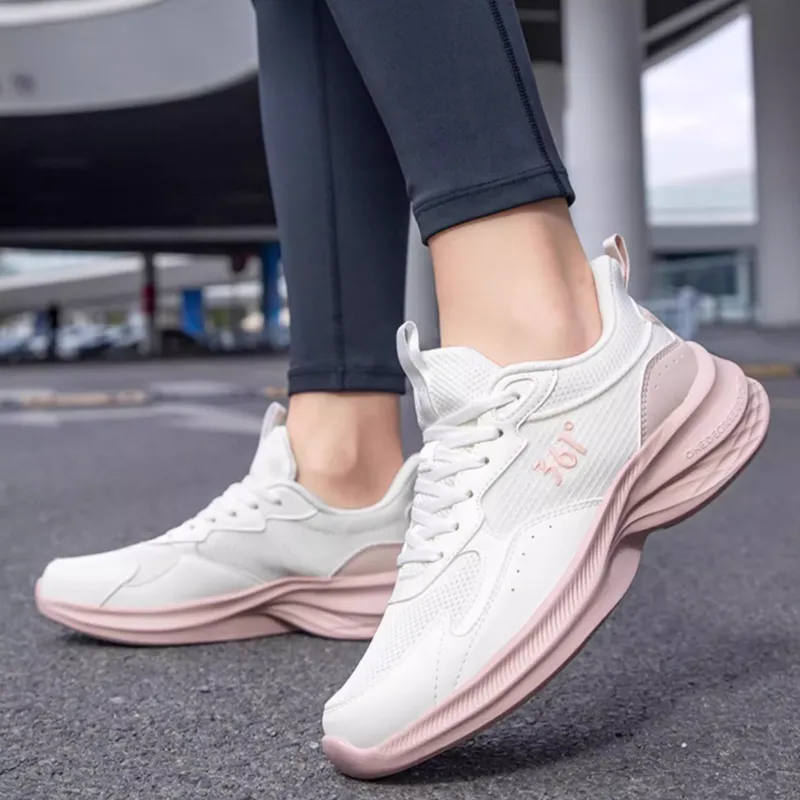 361° Anti Slip Wear Resistant Low Top Casual Running Shoes Women's White Pink-2